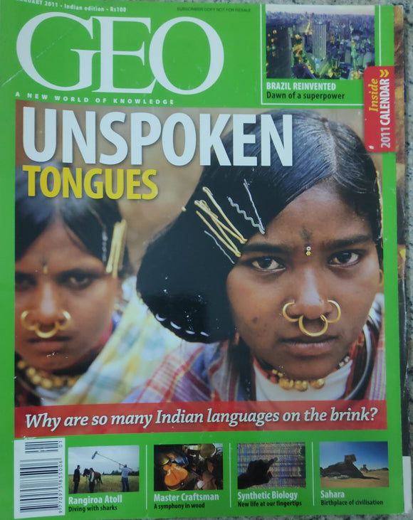 Geo Magazine January 2011 01/11 Unspoken tongues