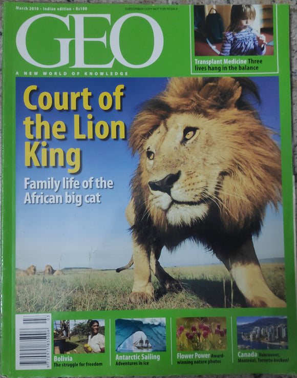 Geo magazine March 2010 03/10 Court of the Lion King