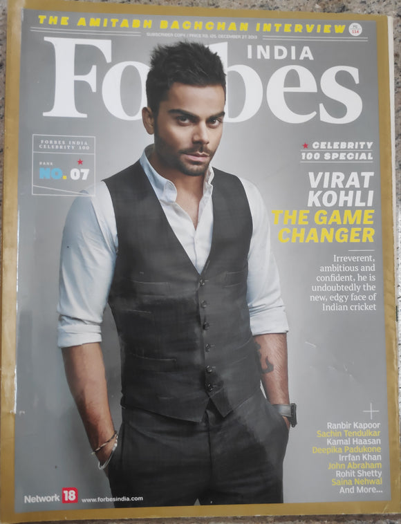 India Forbes virat kohli game changer December 27 2013