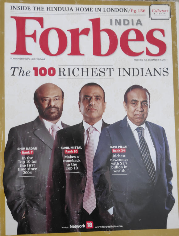 India Forbes the 100 richest indians December 31 2013
